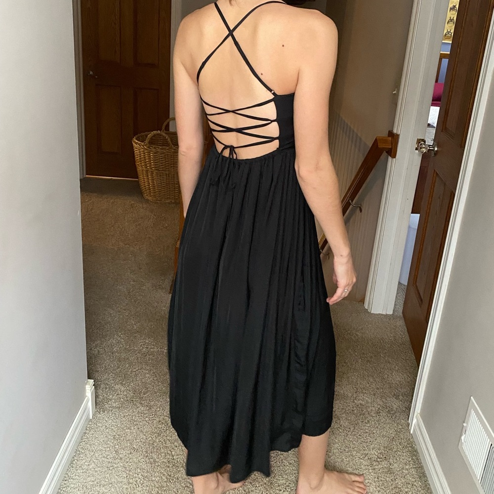 Urban Outfitter Black Midlength Satin Dress Size Small